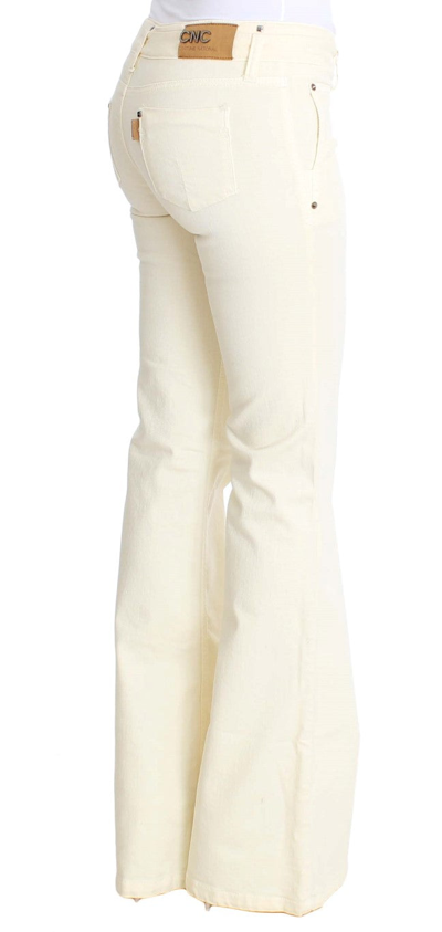 Shop Costume National White Cotton Stretch Flare Women's Jeans