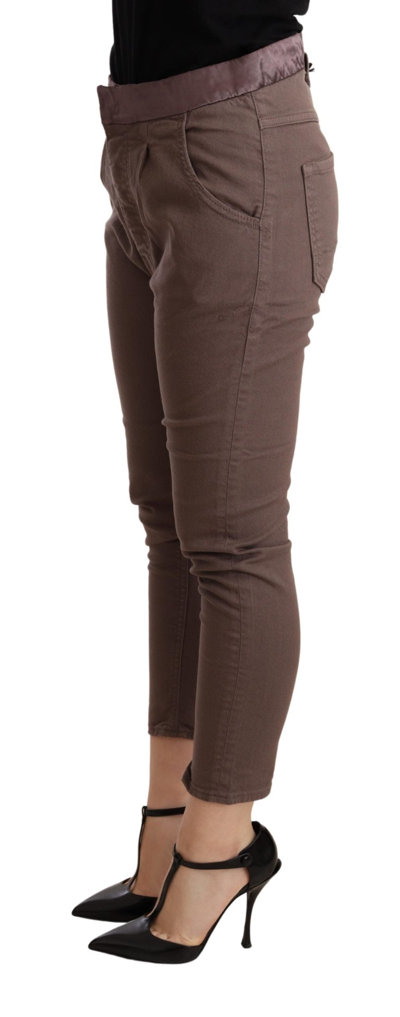 Shop Cycle Brown Mid Waist Cropped Skinny Stretch Women's Trouser