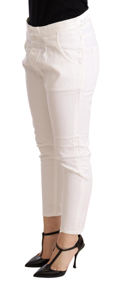 Shop Cycle White Mid Waist Slim Fit Skinny Cotton Stretch Women's Trouser