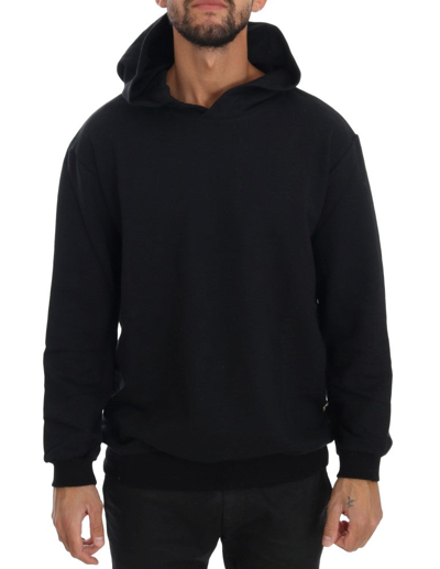 Shop Daniele Alessandrini Black Gym Casual Hooded Cotton Men's Sweater