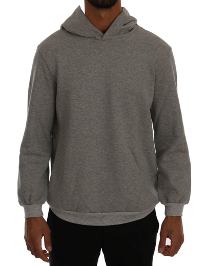 Shop Daniele Alessandrini Gray Pullover Hodded Cotton Men's Sweater