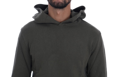 Shop Daniele Alessandrini Green Pullover Hodded Cotton Men's Sweater