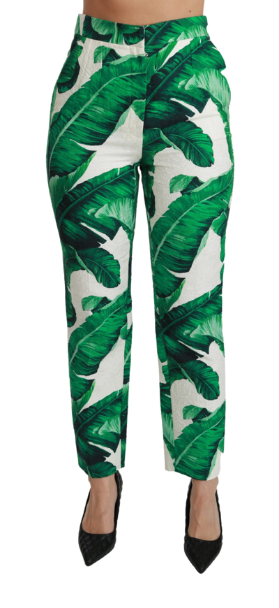Shop Dolce & Gabbana Banana Leaf High Waist Slim Trouser Women's Pants In Green