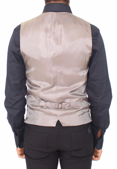 Shop Dolce & Gabbana Beige Cotton Dress Vest Blazer Men's Jacket