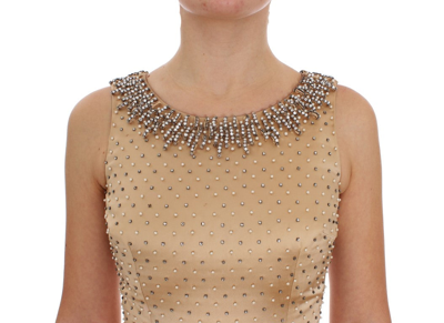 Shop Dolce & Gabbana Beige Crystal Embellished Full Length Women's Dress