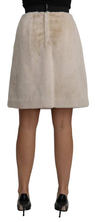 Shop Dolce & Gabbana Beige High Waist A-line Mini Women's Skirt