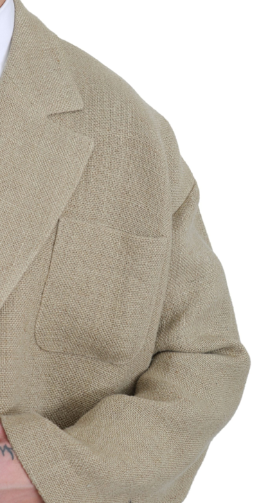 Shop Dolce & Gabbana Beige Jacket Men's 100% Jute Blazer Men's Coat