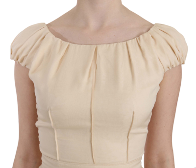 Shop Dolce & Gabbana Beige Silk Column Cap Sleeve Gown Women's Dress