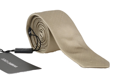 Shop Dolce & Gabbana Beige Silk Solid Slim Men's Tie