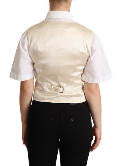 Dolce & Gabbana Beige Silk Sleeveless Waistcoat Vest In Beige