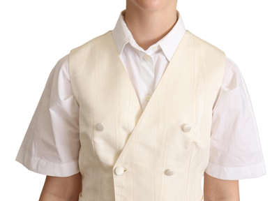 Dolce & Gabbana Beige Silk Sleeveless Waistcoat Vest In Beige