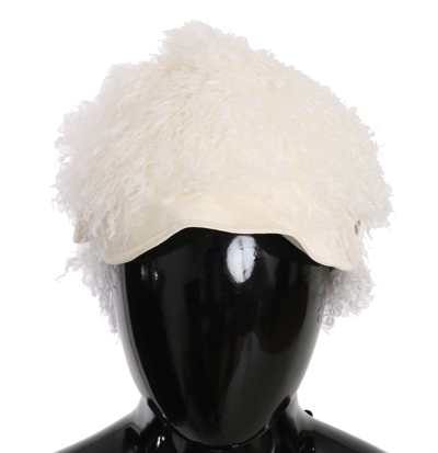 Shop Dolce & Gabbana Beige Tibet Lamb Fur Gatsby Cap Women  Women's Hat