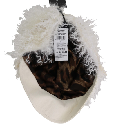 Shop Dolce & Gabbana Beige Tibet Lamb Fur Gatsby Cap Women  Women's Hat