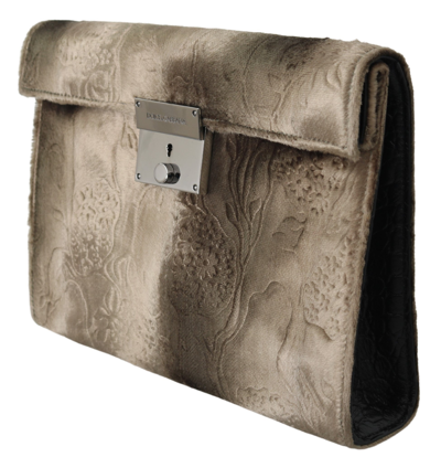 Shop Dolce & Gabbana Beige Velvet Floral Leather Men Document Men's Briefcase