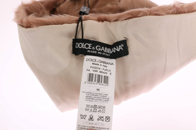 Shop Dolce & Gabbana Beige Xiangao Lamb Fur Women's Beanie