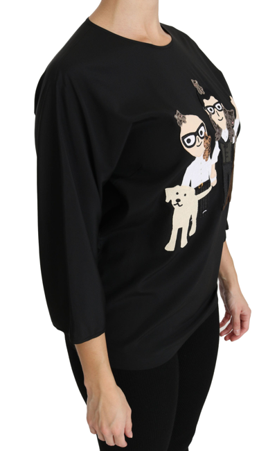 Shop Dolce & Gabbana Black #dgfamily Top T-shirt Silk Women's Blouse