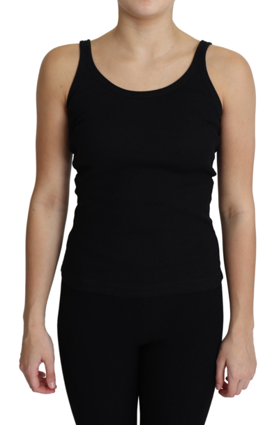 Shop Dolce & Gabbana Black 100% Cotton Sleeveless Tank Slim Fit Women's Top