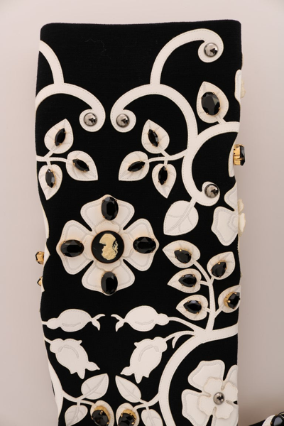 Shop Dolce & Gabbana Black Baroque Floral Crystal Women's Jacket In Black/white