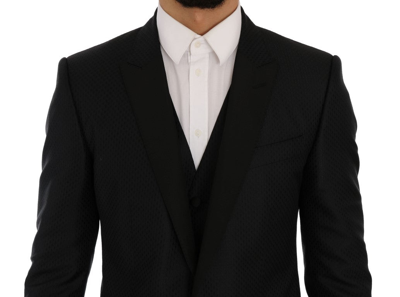 Shop Dolce & Gabbana Black Blue Martini Silk Blazer Men's Jacket