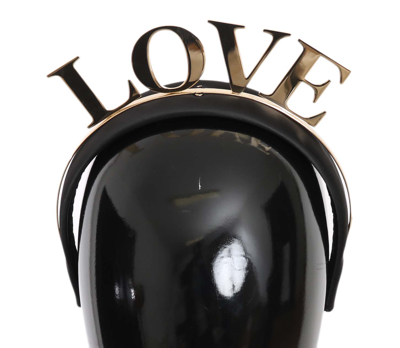 Shop Dolce & Gabbana Black Brass Gold Love Diadem One Size Tiara Women's Headband