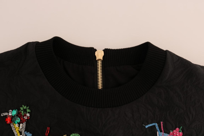 Shop Dolce & Gabbana Black Brocade Cocktail Crystal Women's Sweater
