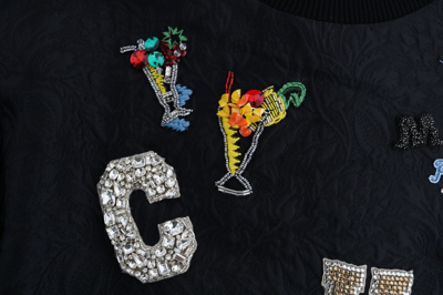 Shop Dolce & Gabbana Black Brocade Cocktail Crystal Women's Sweater