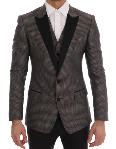 Shop Dolce & Gabbana Black Brown Silk Martini Men's Blazer