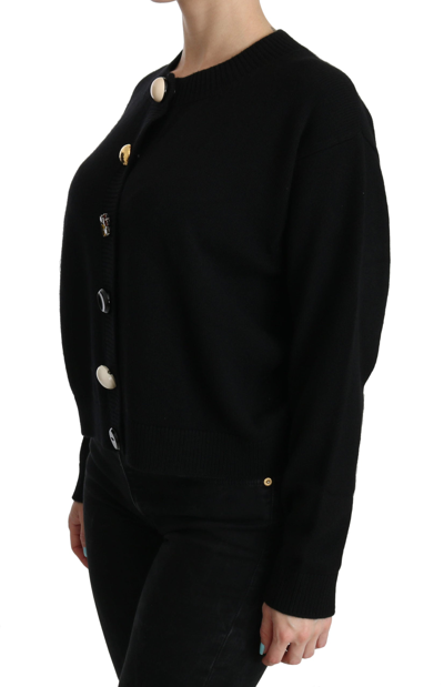 Dolce & Gabbana Black Button Embellished Cardigan Sweater In Black