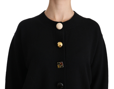 Dolce & Gabbana Black Button Embellished Cardigan Sweater In Black