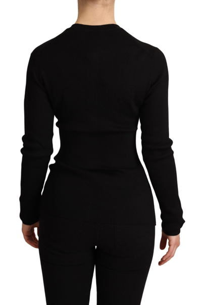 Shop Dolce & Gabbana Elegant Black Silk Cashmere Women's Cardigan