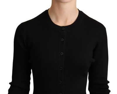 Shop Dolce & Gabbana Elegant Black Silk Cashmere Women's Cardigan