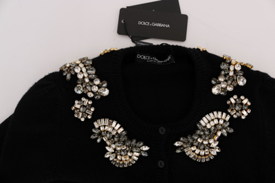 Shop Dolce & Gabbana Black Cashmere Crystal Cardigan Women's Sweater