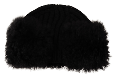 Shop Dolce & Gabbana Elegant Black Cashmere Alpaca Fur Women's Beanie