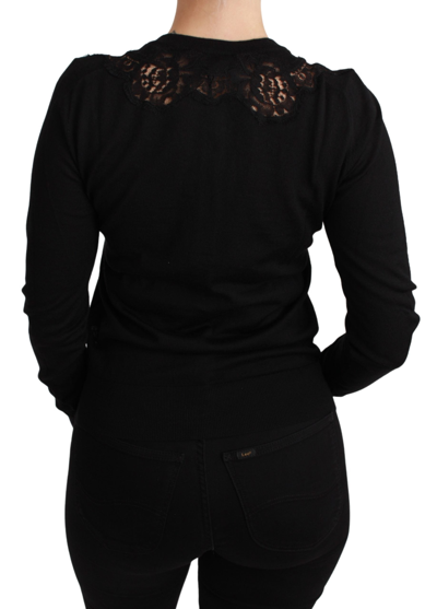 Shop Dolce & Gabbana Black Cashmere Lace Cardigan Women's Sweater