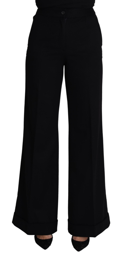 Shop Dolce & Gabbana Black Cashmere Wide Leg Women Trouser Women's Pants