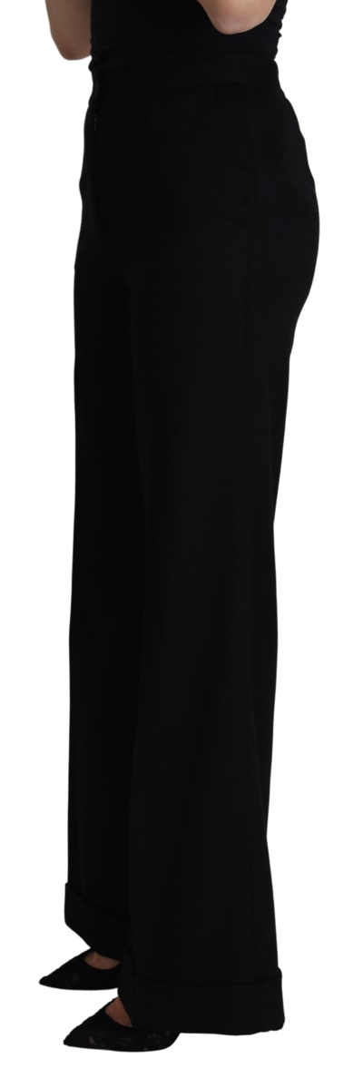 Shop Dolce & Gabbana Black Cashmere Wide Leg Women Trouser Women's Pants