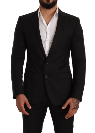 Shop Dolce & Gabbana Black Check Martini Slim Fit 2 Piece Men's Suit