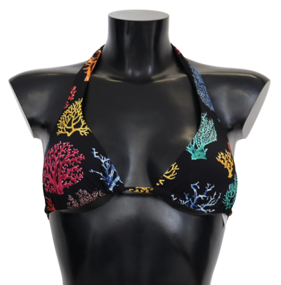 Shop Dolce & Gabbana Black Corals Print Women Beachwear Bikini Women's Tops