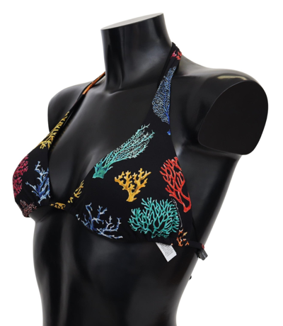 Shop Dolce & Gabbana Black Corals Print Women Beachwear Bikini Women's Tops