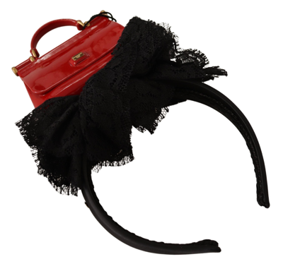 Shop Dolce & Gabbana Black Cotton Red Hat Sicily Bag Headband Women's Diadem
