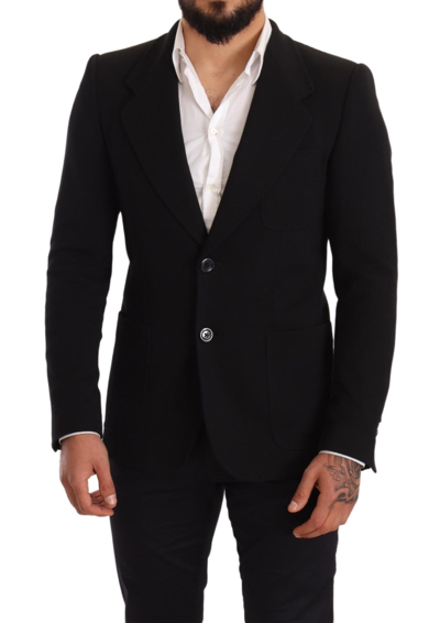 Shop Dolce & Gabbana Elegant Slim Fit Black Cotton Men's Blazer