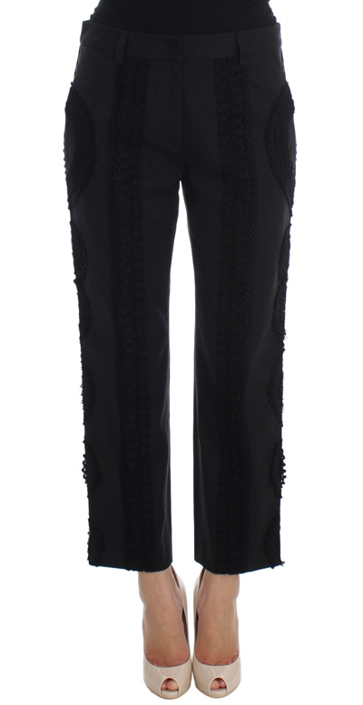 Shop Dolce & Gabbana Black Cotton Stretch Torero Capris Women's Pants