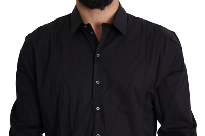 Shop Dolce & Gabbana Black Cotton Stretch Dress Sicilia Men's Shirt