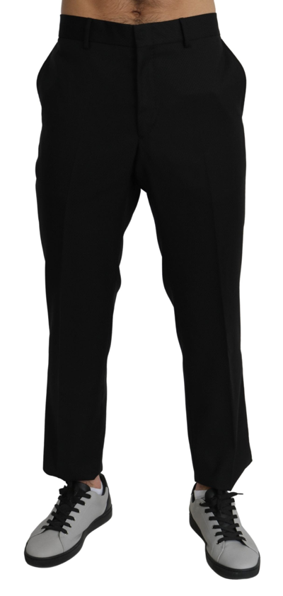 Shop Dolce & Gabbana Black Cotton Wool Formal Dress Men's Pants