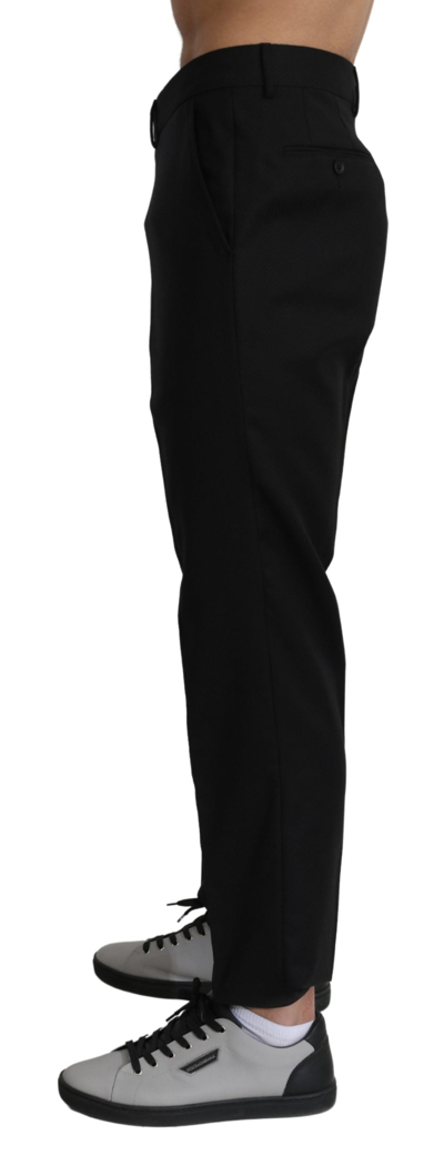Shop Dolce & Gabbana Black Cotton Wool Formal Dress Men's Pants