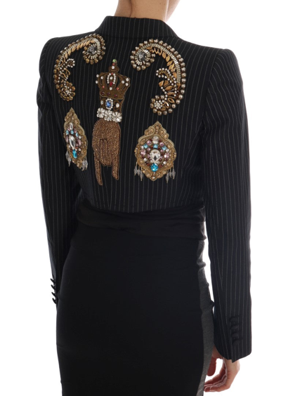 Shop Dolce & Gabbana Black Crystal Blazer Women's Jacket