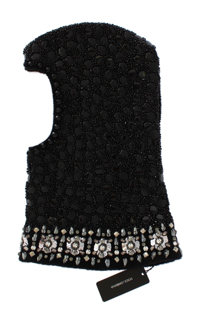 Shop Dolce & Gabbana Black Crystal Sequin Hood Scarf Women's Hat