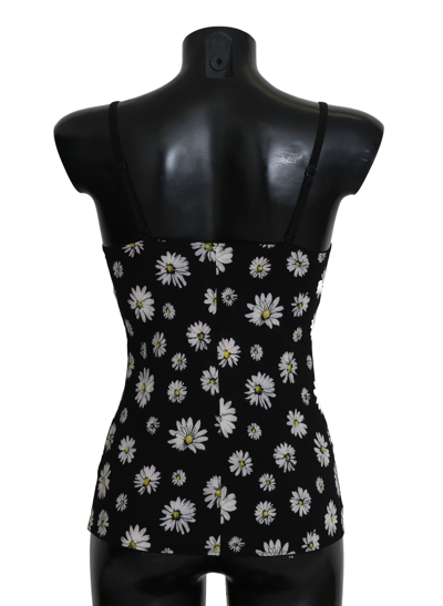 Shop Dolce & Gabbana Elegant Black Daisy Floral Lace Chemise Women's Dress
