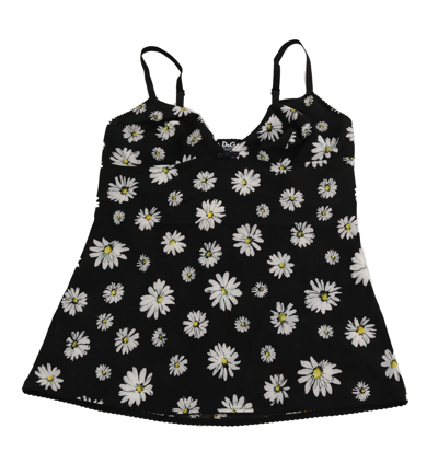 Shop Dolce & Gabbana Elegant Black Daisy Floral Lace Chemise Women's Dress