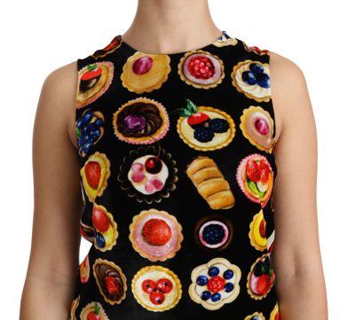 Shop Dolce & Gabbana Black Desserts Shift Mini Viscose Women's Dress
